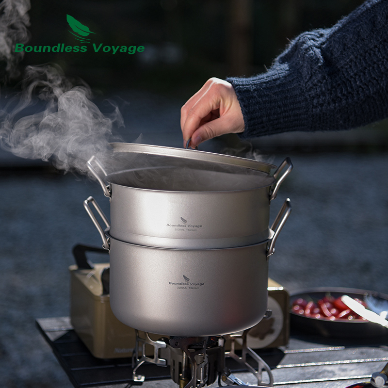 Mess Kit Titanium - Титановая паровая кастрюля Boundless Voyage, компактная