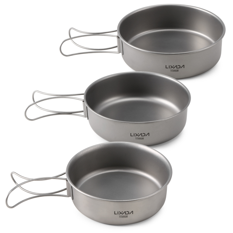 Mess Kit Titanium - Титановые миски Lixada, сверхлегкая титановая обеденная