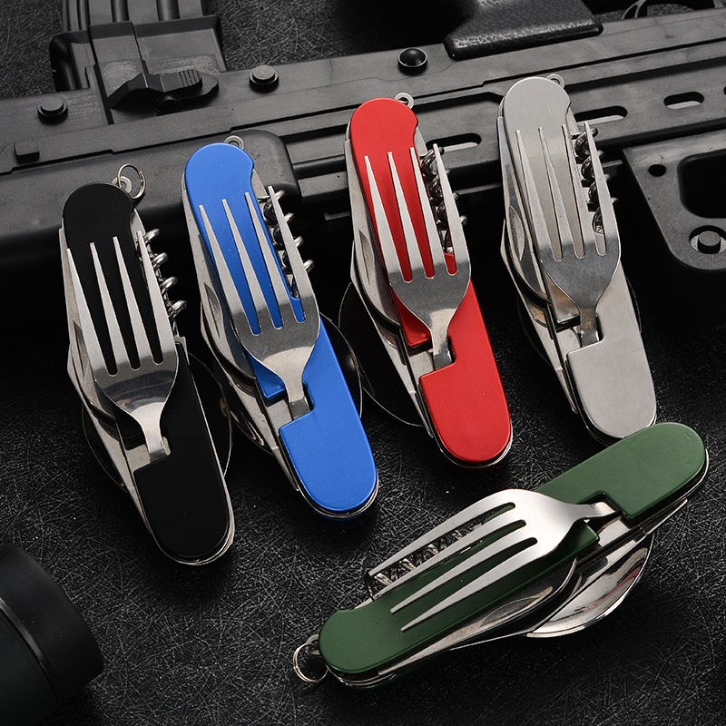 Складная посуда 4 в 1, съемная – обзор и цена Camping Cooking Knife