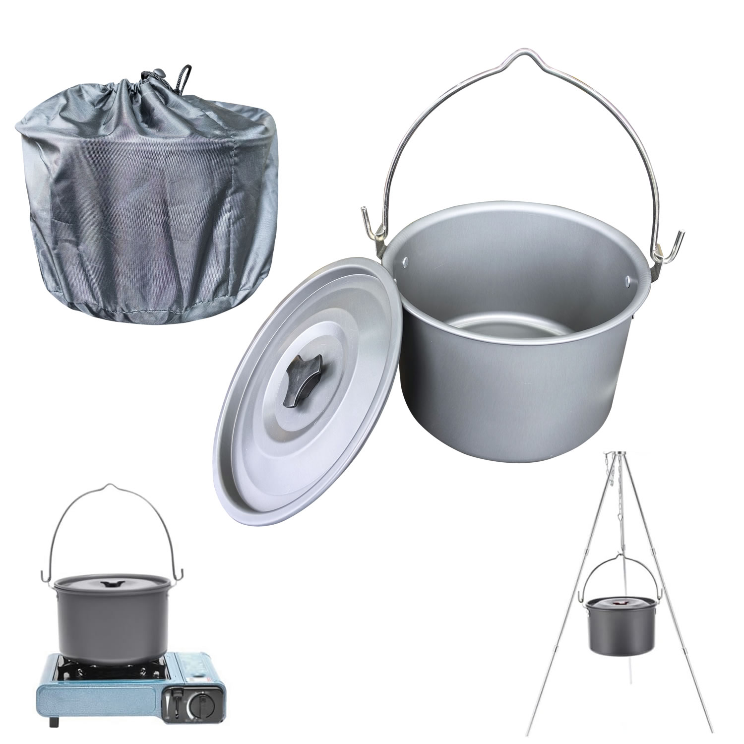 4-литровая походная подвесная  – обзор и цена Camping Cooking Pot Large