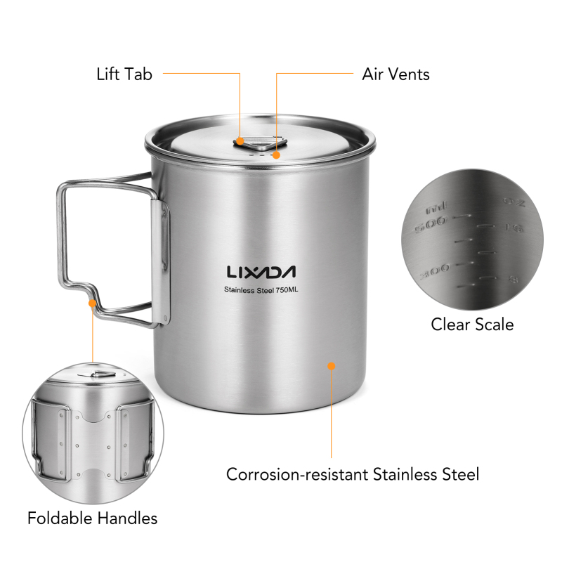 Чашка Lixada 750 мл, чашка для – обзор и цена Camping Cooking Handle